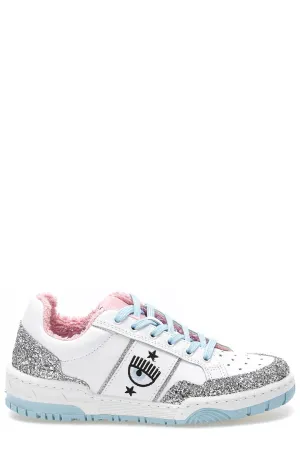 Chiara Ferragni Glitter-Panelled Lace-Up Sneakers