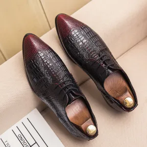 Crocodile Veins Lace-up Pointed Toemal Business Dress Men Dress Shoes