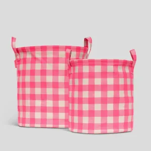 Handy Hampers Set -- Neon Pink Gingham