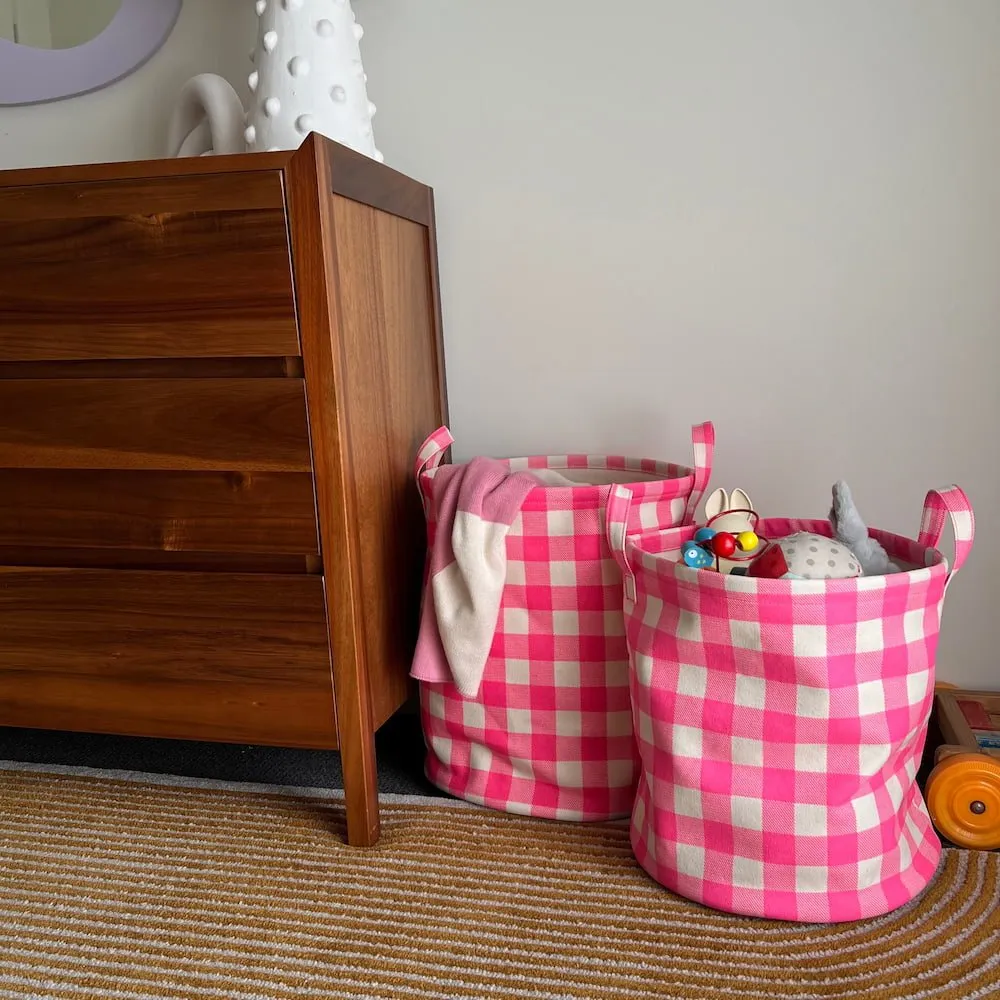 Handy Hampers Set -- Neon Pink Gingham