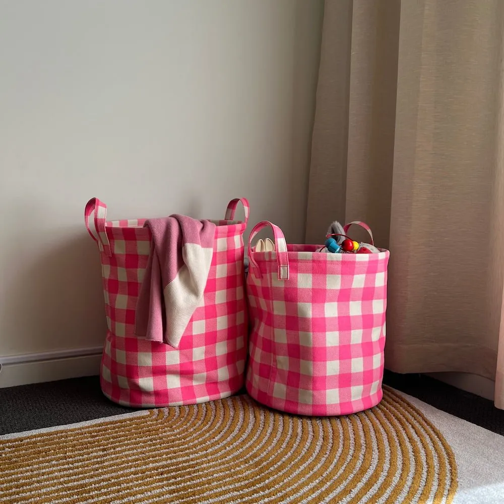 Handy Hampers Set -- Neon Pink Gingham