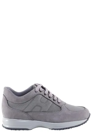 Hogan Round Toe Lace-Up Sneakers