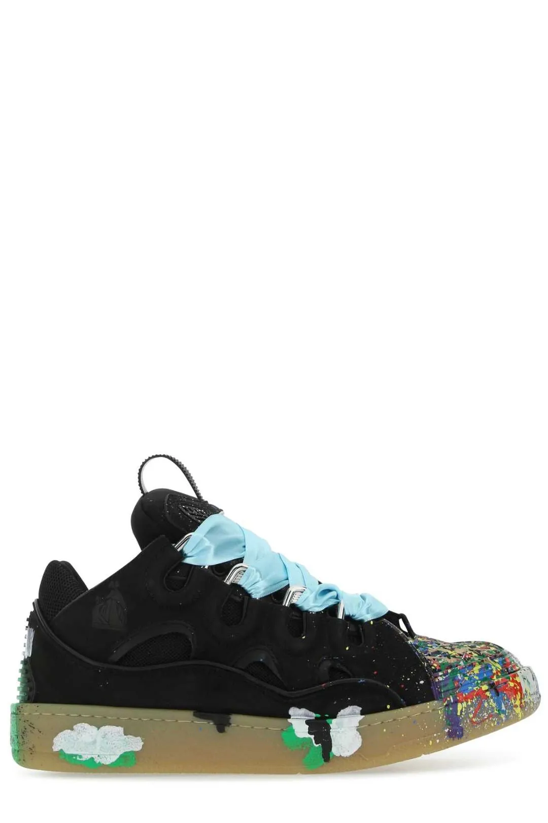 Lanvin Paint-Splatter Lace-Up Sneakers