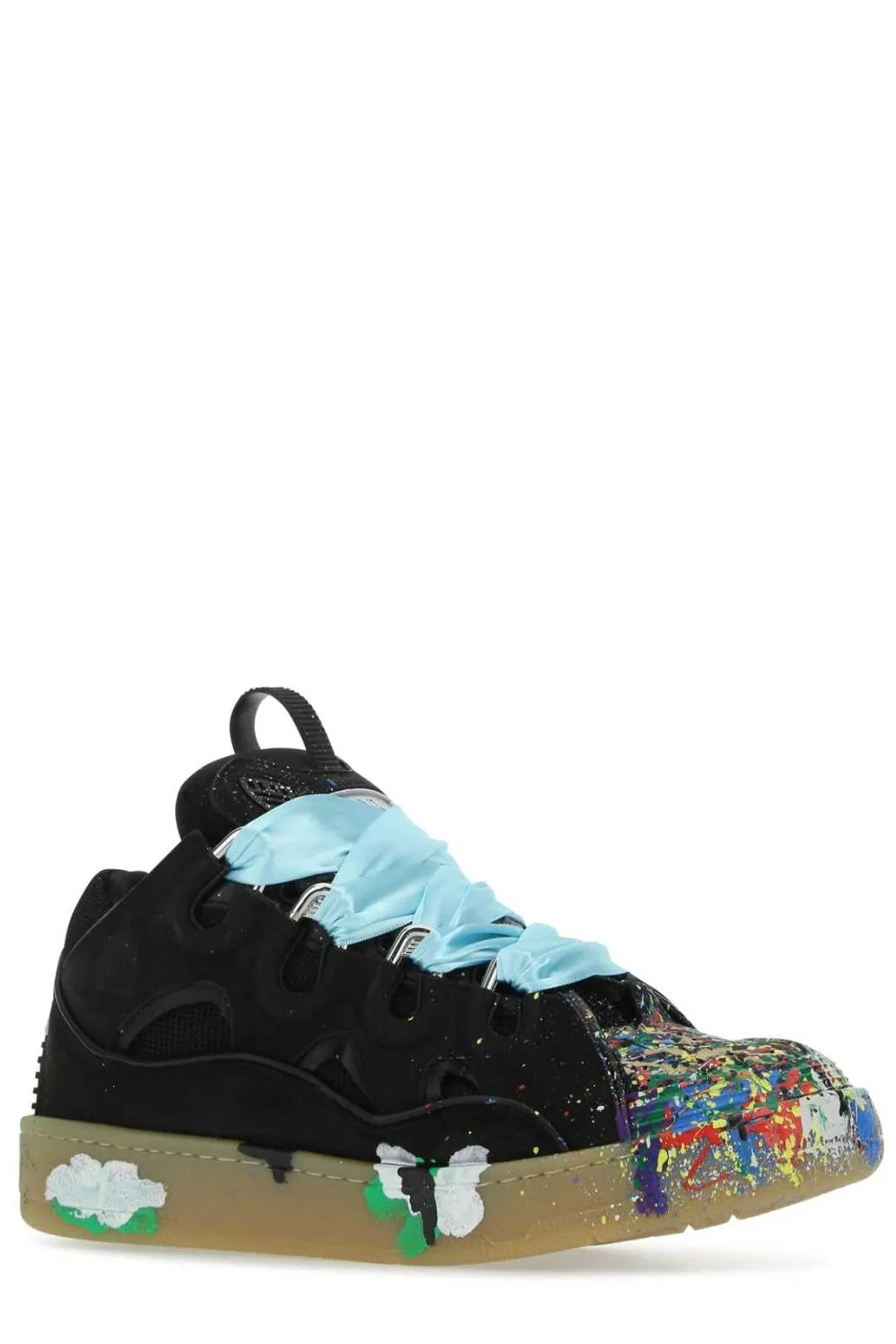 Lanvin Paint-Splatter Lace-Up Sneakers