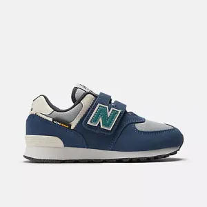 NEW BALANCE KID'S 574 HOOK & LOOP NAVY/GREY SHOES