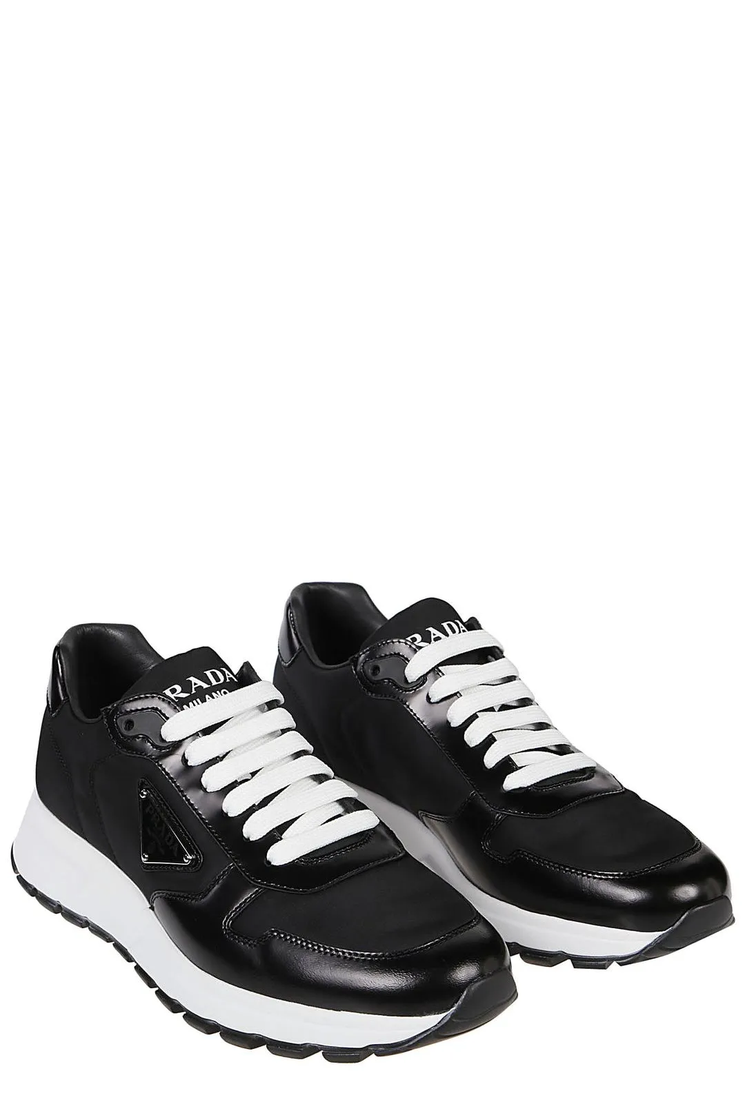 Prada Triangle Logo Lace-Up Sneakers