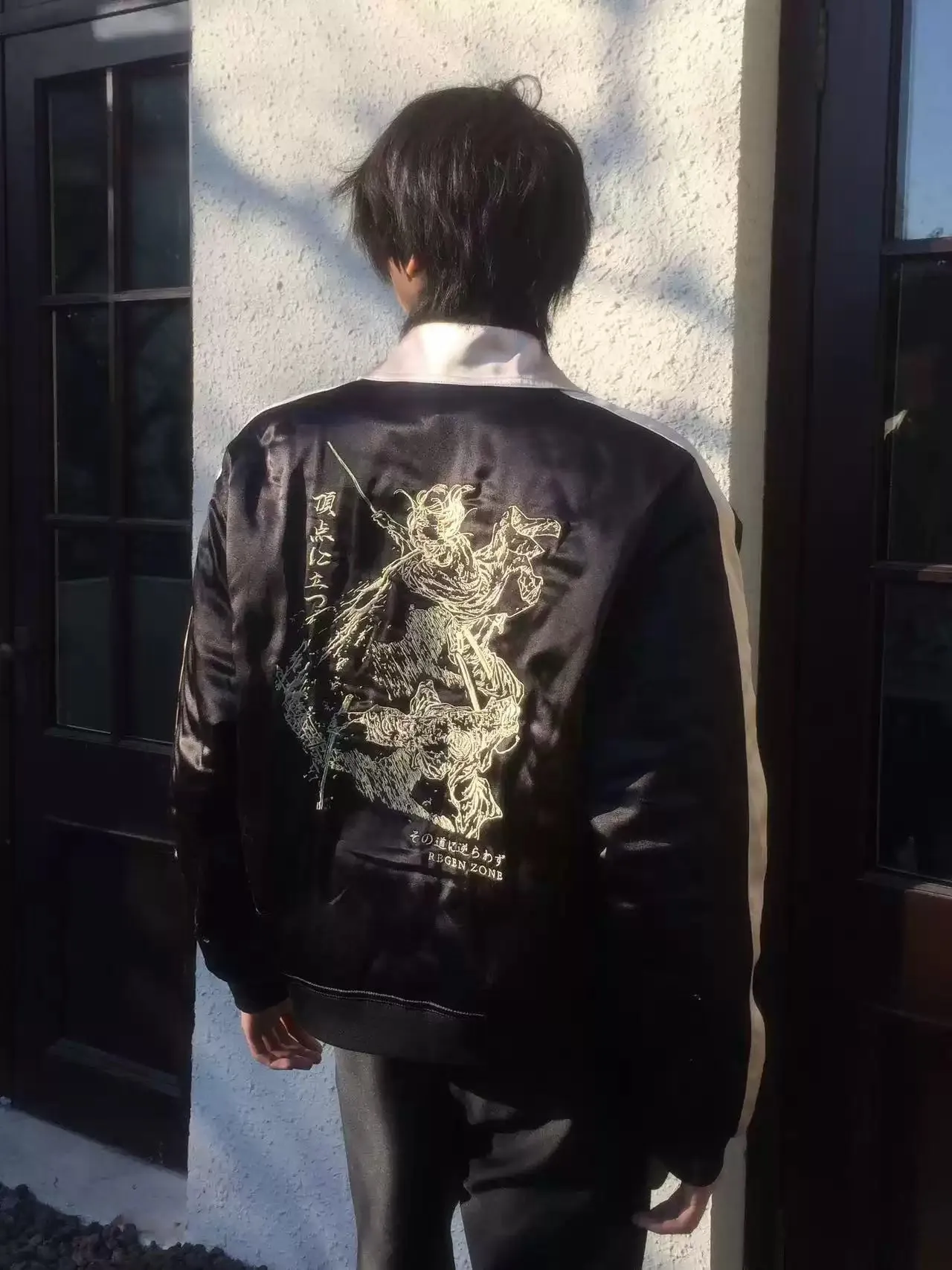 Ronin Luxe Satin Embroidered Jacket - Black & Gold