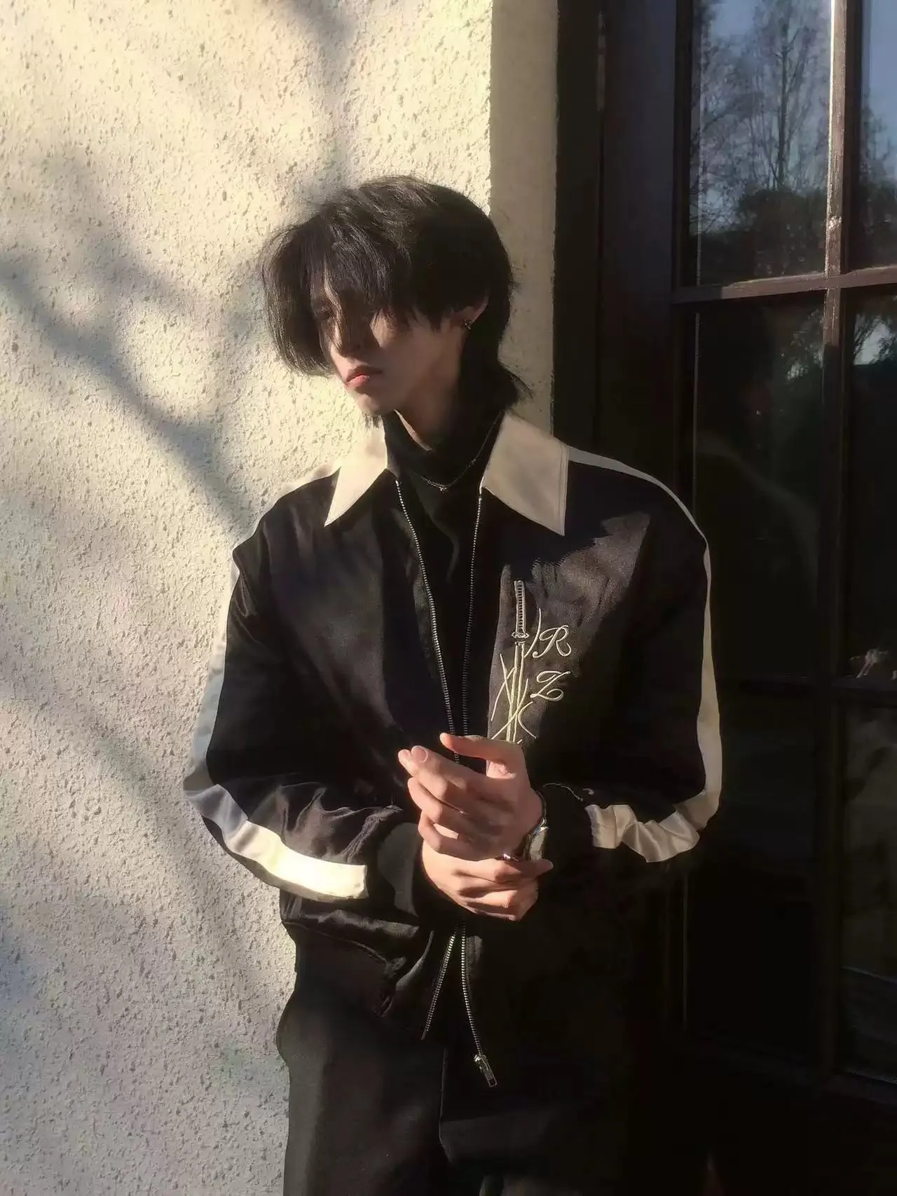 Ronin Luxe Satin Embroidered Jacket - Black & Gold