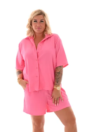 Tweedelig set crepe short roze