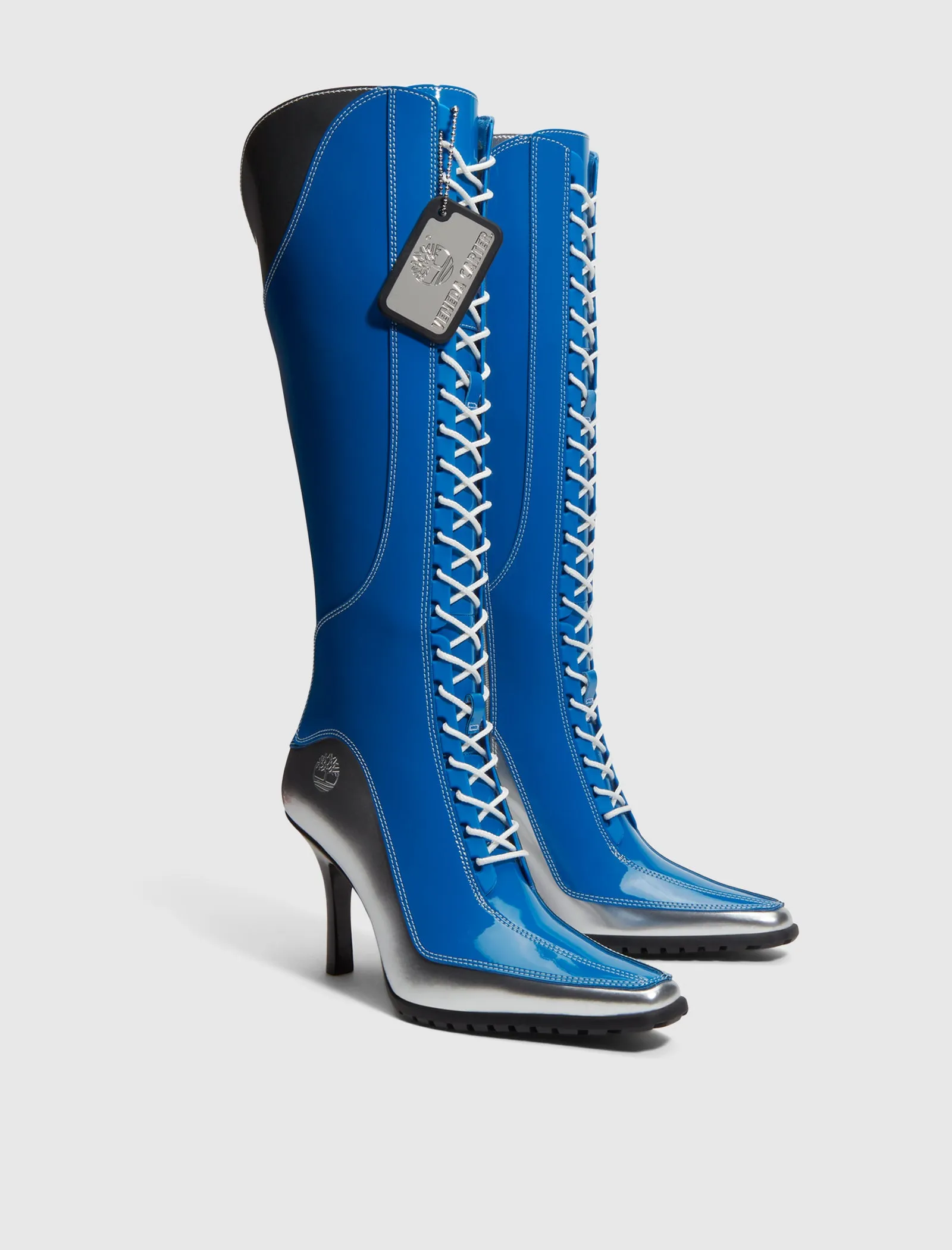 VENEDA CARTER 14-INCH LACE WITH ZIP BOOT SILVER/BLUE